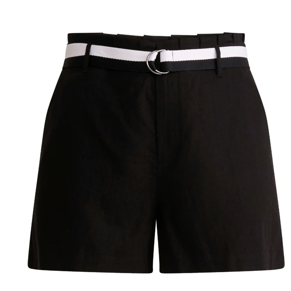 SOFIA BY SOFIA VERGARA LINEN BLEND BLACK BELTED SHORTS PLUS NEW WITH TAGS